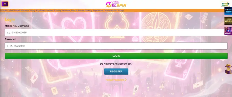 Registration screen at Nelspin casino with SMS verification Registration screen at Nelspin casino with SMS verification